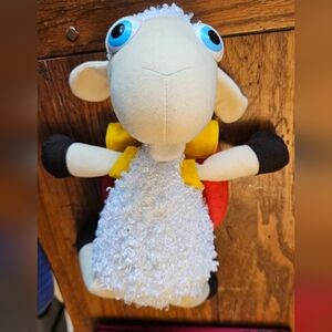 Plush Sheep Toy with Red and Yellow Accents